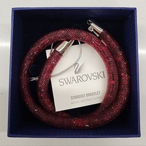 Swarovski Stardust Maroon Burgundy Double Wrap Crystal Mesh Bracelet